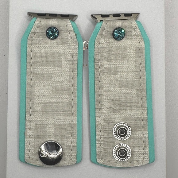 Upcycled White Fendi Monogram Bow Band‎ with Audrey Blue Lining by Sparklbands - Picture 2 of 6